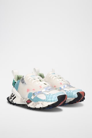 Baskets plateformes en cuir - Blanc et bleu