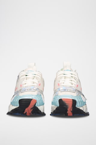 Baskets plateformes en cuir - Blanc et bleu