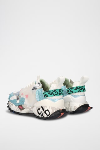 Baskets plateformes en cuir - Blanc et bleu