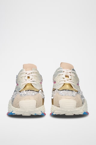 Baskets plateformes en cuir - Beige et rose