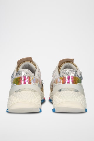 Baskets plateformes en cuir - Beige et rose