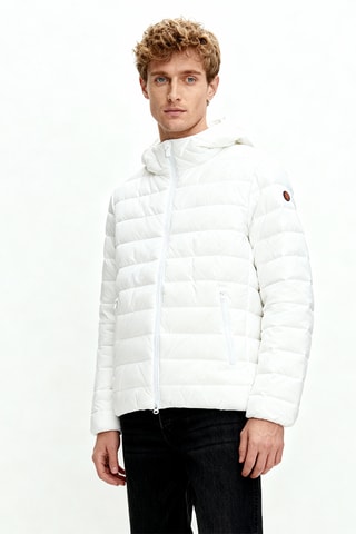 Gewatteerde jas met capuchon - Wit