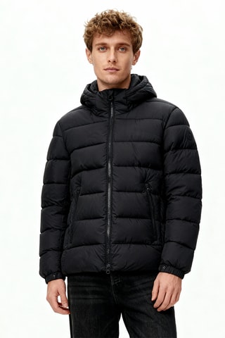 Gewatteerde jas met capuchon - Antraciet