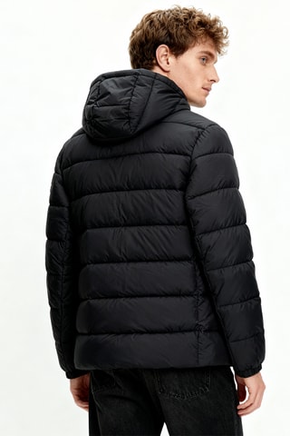 Gewatteerde jas met capuchon - Antraciet