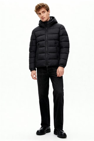 Gewatteerde jas met capuchon - Antraciet