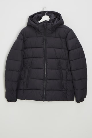 Gewatteerde jas met capuchon - Antraciet