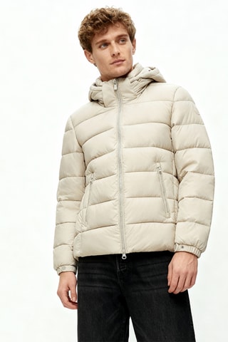 Gewatteerde jas met capuchon - Beige