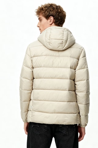 Gewatteerde jas met capuchon - Beige