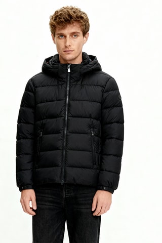 Gewatteerde jas met capuchon - Donkergroen