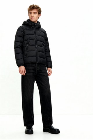 Gewatteerde jas met capuchon - Donkergroen