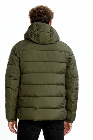Gewatteerde jas met capuchon - Kaki