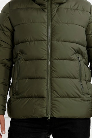 Gewatteerde jas met capuchon - Kaki