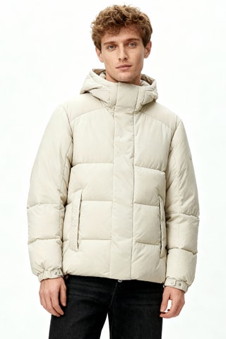 Gewatteerde jas met capuchon - Beige