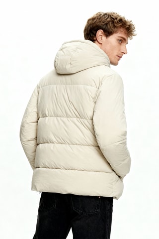 Gewatteerde jas met capuchon - Beige