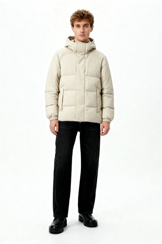 Gewatteerde jas met capuchon - Beige