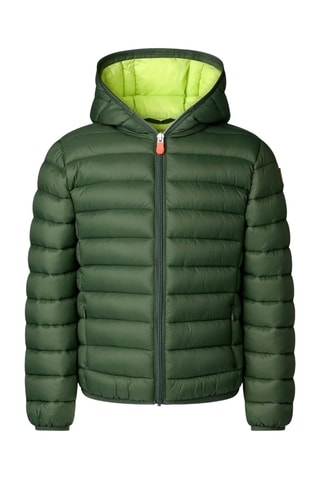 Gewatteerde jas met capuchon - Groen