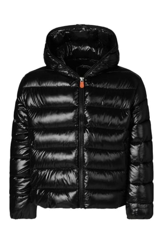 Gewatteerde jas met capuchon - Zwart