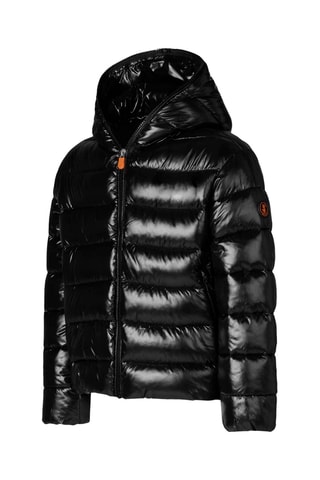 Gewatteerde jas met capuchon - Zwart