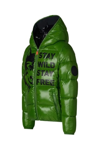 Gewatteerde jas met capuchon - Groen