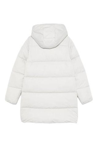 Gewatteerde jas met capuchon - Gebroken Wit