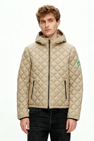 Gewatteerde jas met capuchon - Beige