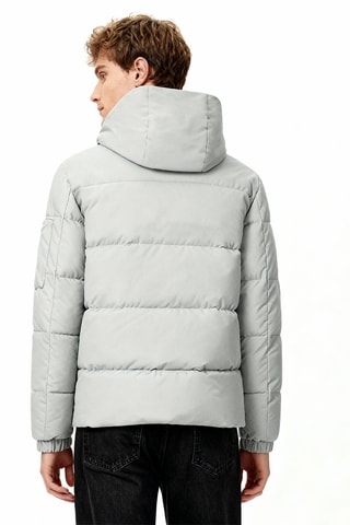 Gewatteerde jas met capuchon - Lichtgrijs