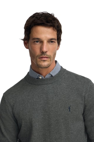 2 camisolas regular - Azul-marinho e cinzento mesclado