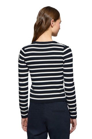 Casaco de malha slim - Azul-marinho e branco