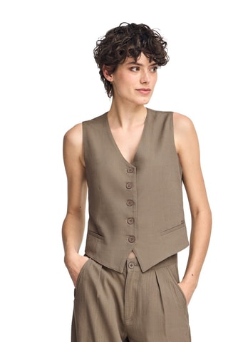 Gilet de costume slim en lin - Taupe