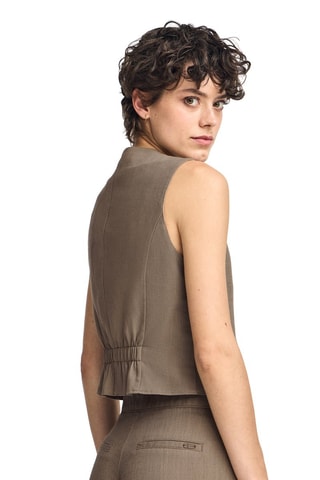 Gilet de costume slim en lin - Taupe
