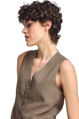 Gilet de costume slim en lin - Taupe