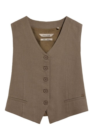 Gilet de costume slim en lin - Taupe
