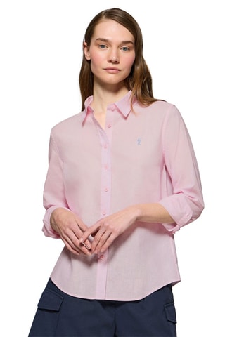 Camisa regular de linho - Rosa