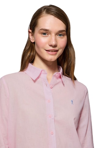 Camisa regular de linho - Rosa