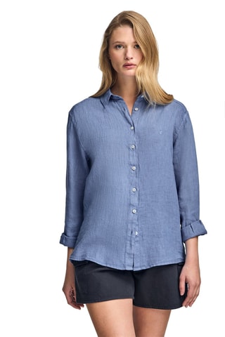 Camisa relaxed de linho - Azul