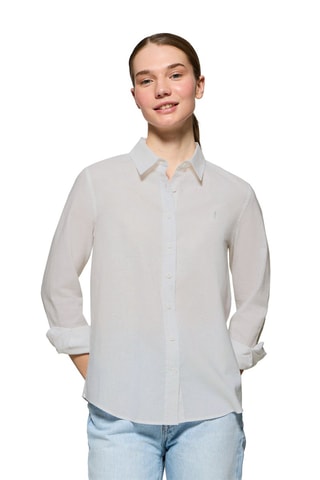 Camisa regular de linho - Branco
