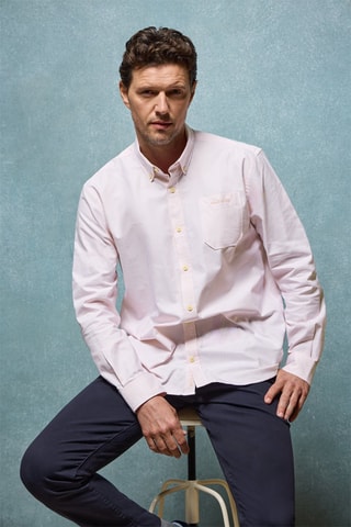 Camisa regular - Laranja e branco