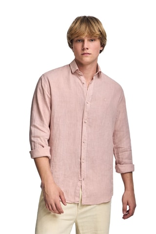 Camisa regular de linho - Rosa