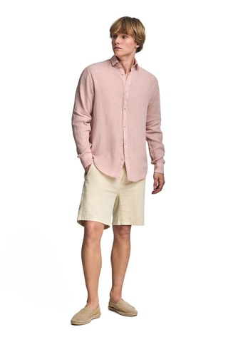 Camisa regular de linho - Rosa