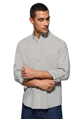 Camisola regular em linho - Cinzento-claro