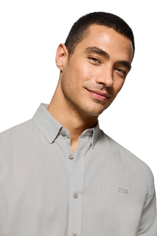 Camisola regular em linho - Cinzento-claro