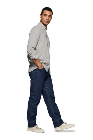 Camisola regular em linho - Cinzento-claro