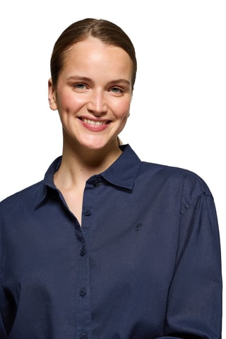 Calções relaxed em linho - Azul-marinho