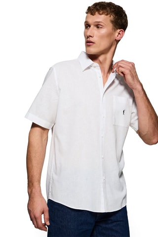 Camisa regular de linho - Branco