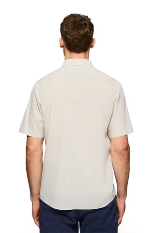 Camisa regular de linho - Bege