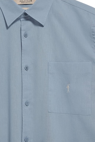 Camisa regular de linho - Azul