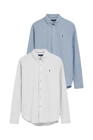 2 camisas regular - Azul e branco