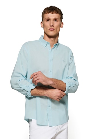 Camisola regular em linho - Turquesa