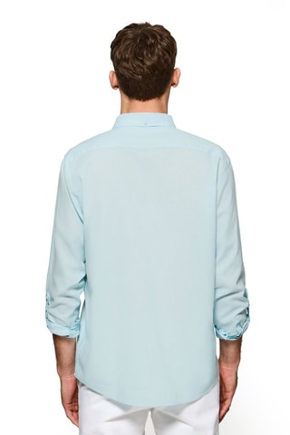 Camisola regular em linho - Turquesa