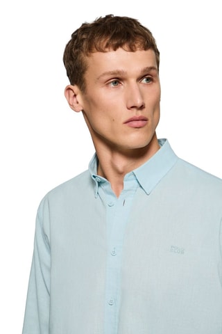 Camisola regular em linho - Turquesa